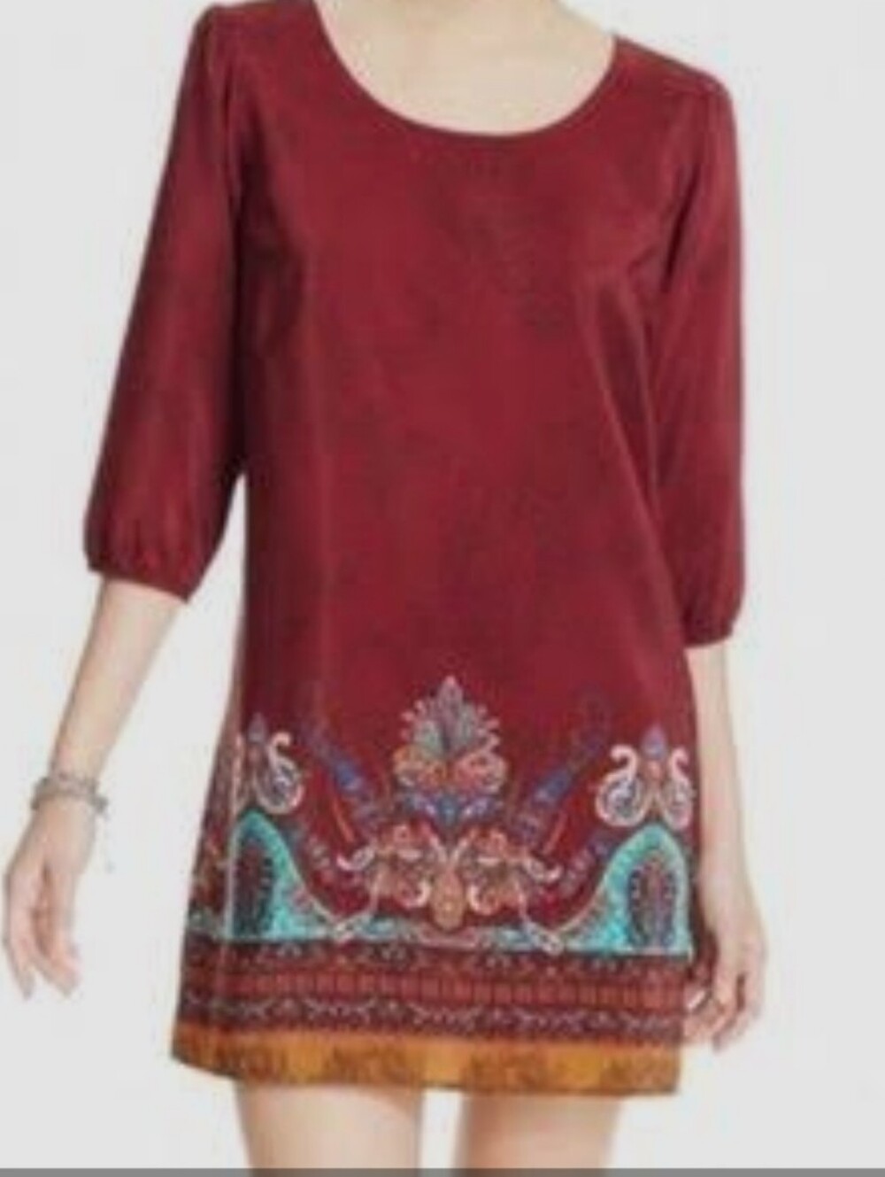 Bebop Dress Mini Boho Silky Paisley Print Medium Shift Pull On
